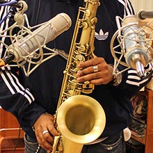 Saxophone player at Potomac Audio